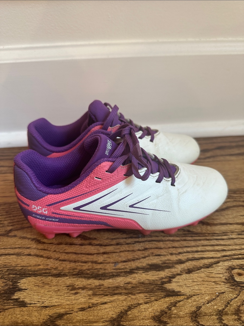 DSG White, Pink & Purple Kids Soccer Cleats